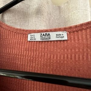 ZARA orange V-neck top WOMEN